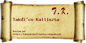 Takács Kalliszta névjegykártya